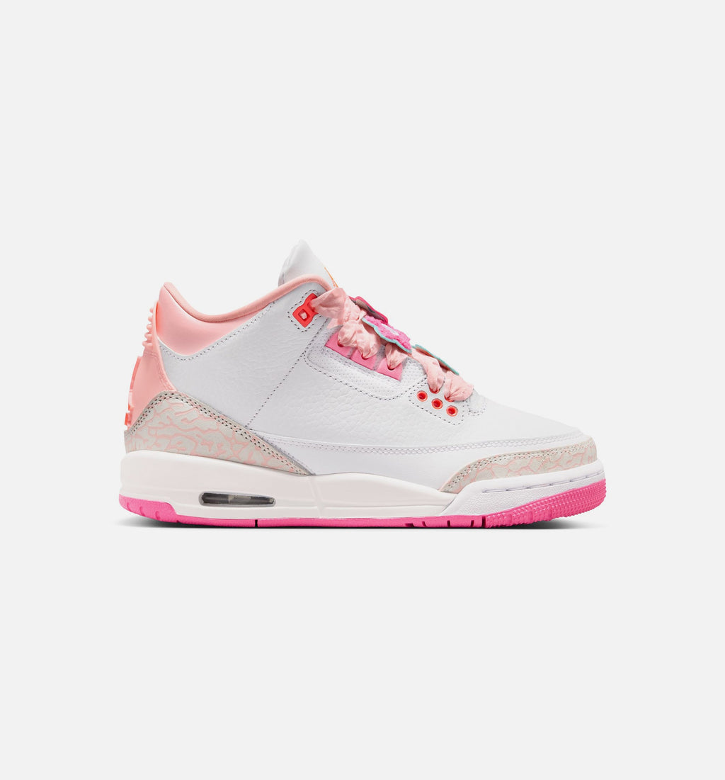 Air Jordan 3 Retro Spring Flowers Grade School 生活方式鞋 - Pearl Pink/Pink Bloom/Pink Glow/Hyper Orange
