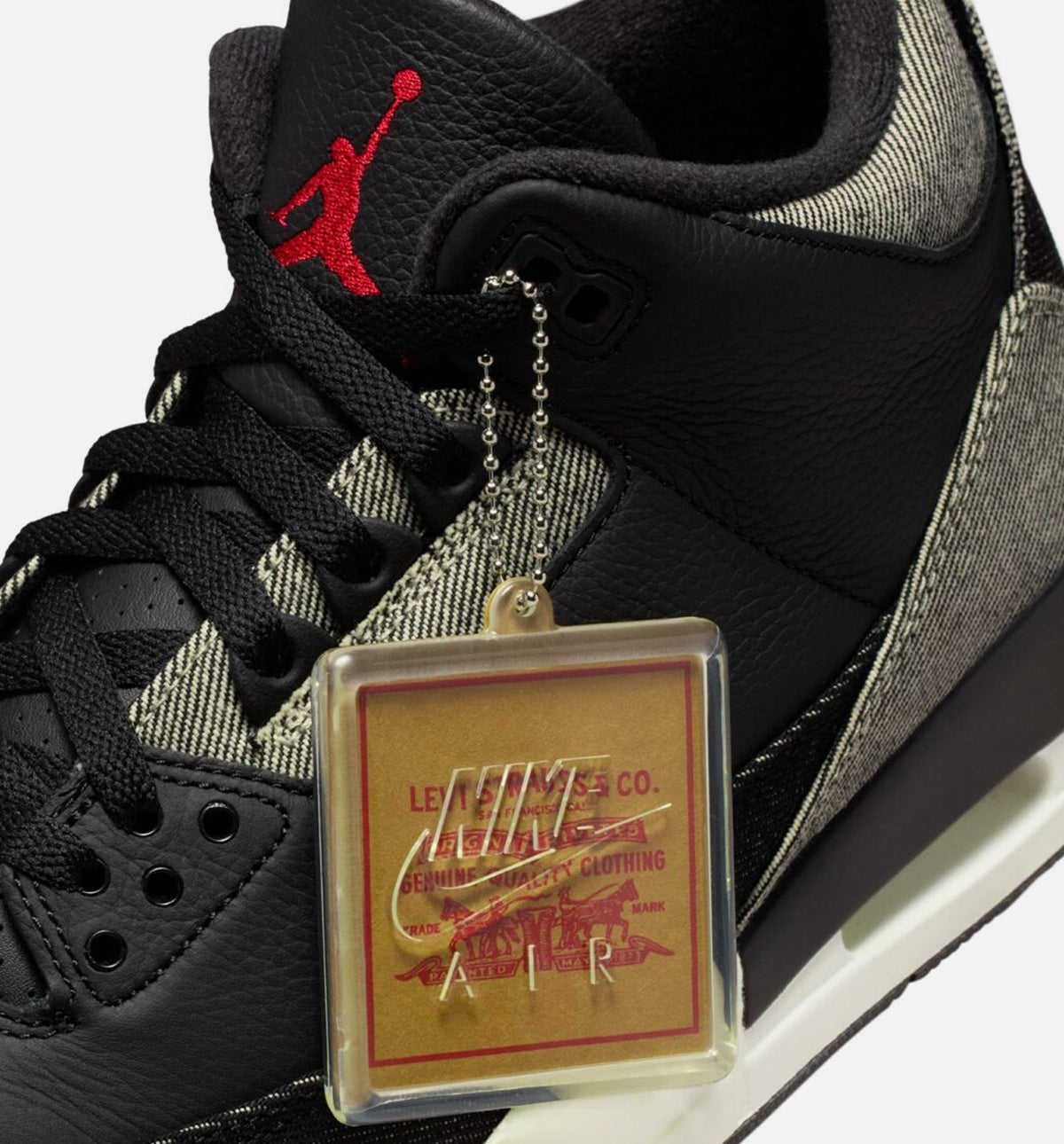 Air Jordan 3 x Levi's Black and White 男款生活方式鞋 - Denim/Black/Gym Red