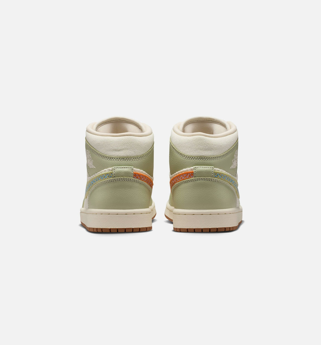 Air Jordan 1 Mid SE Women's Lifestyle Shoes - Olive Aura/Pearl White/Lawn