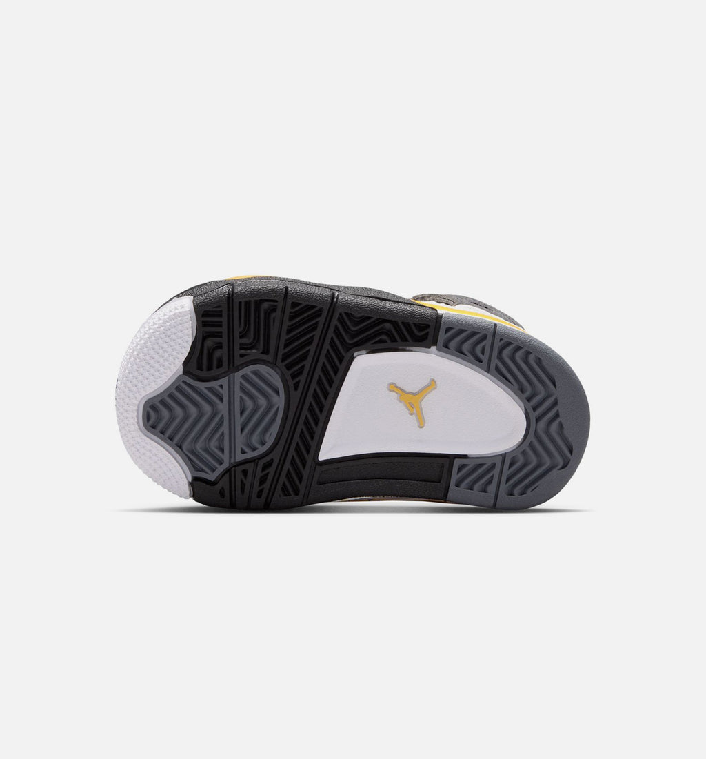 Air Jordan 4 Retro Rare Air Tour Yellow 婴幼尺码生活方式鞋 - White/Dark Blue Grey/Black/Tour Yellow