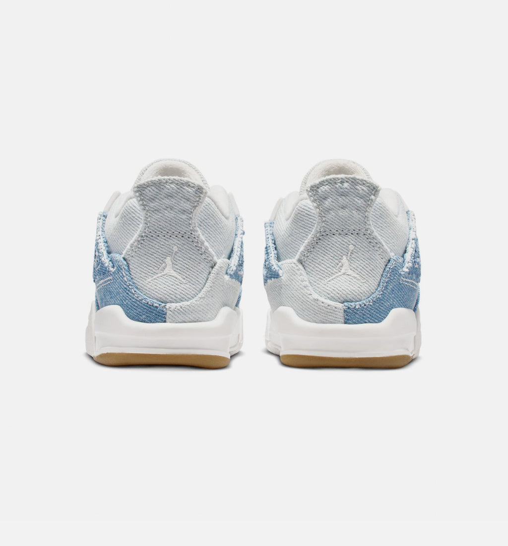 Air Jordan 4 Retro Worn Blue 婴幼尺码生活方式鞋 - Sail/Worn Blue/Metallic Gold