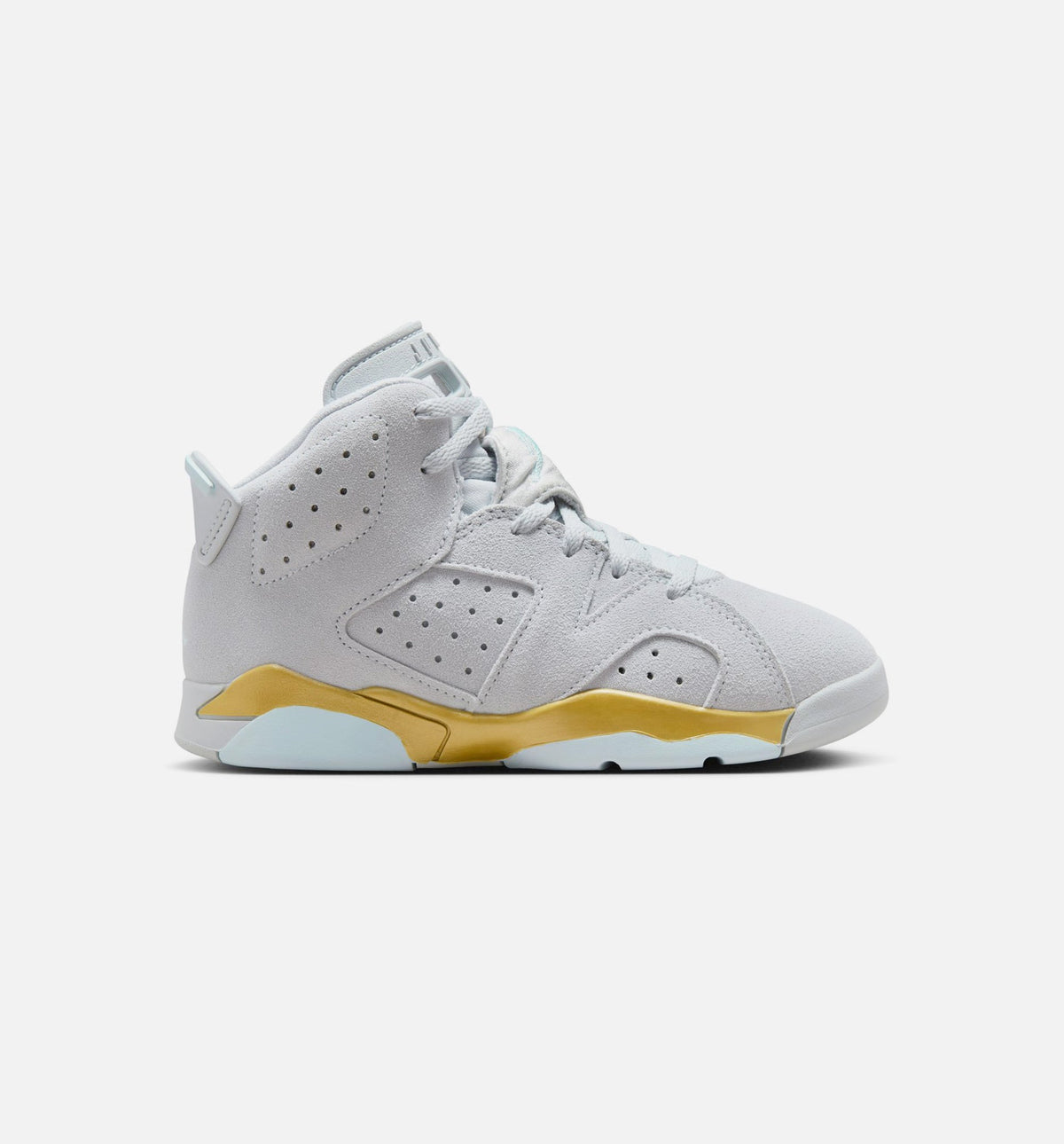 Air Jordan 6 Retro Pearl 学前児童生活方式鞋 - Pure Platinum/Glacier Blue/Metallic Gold
