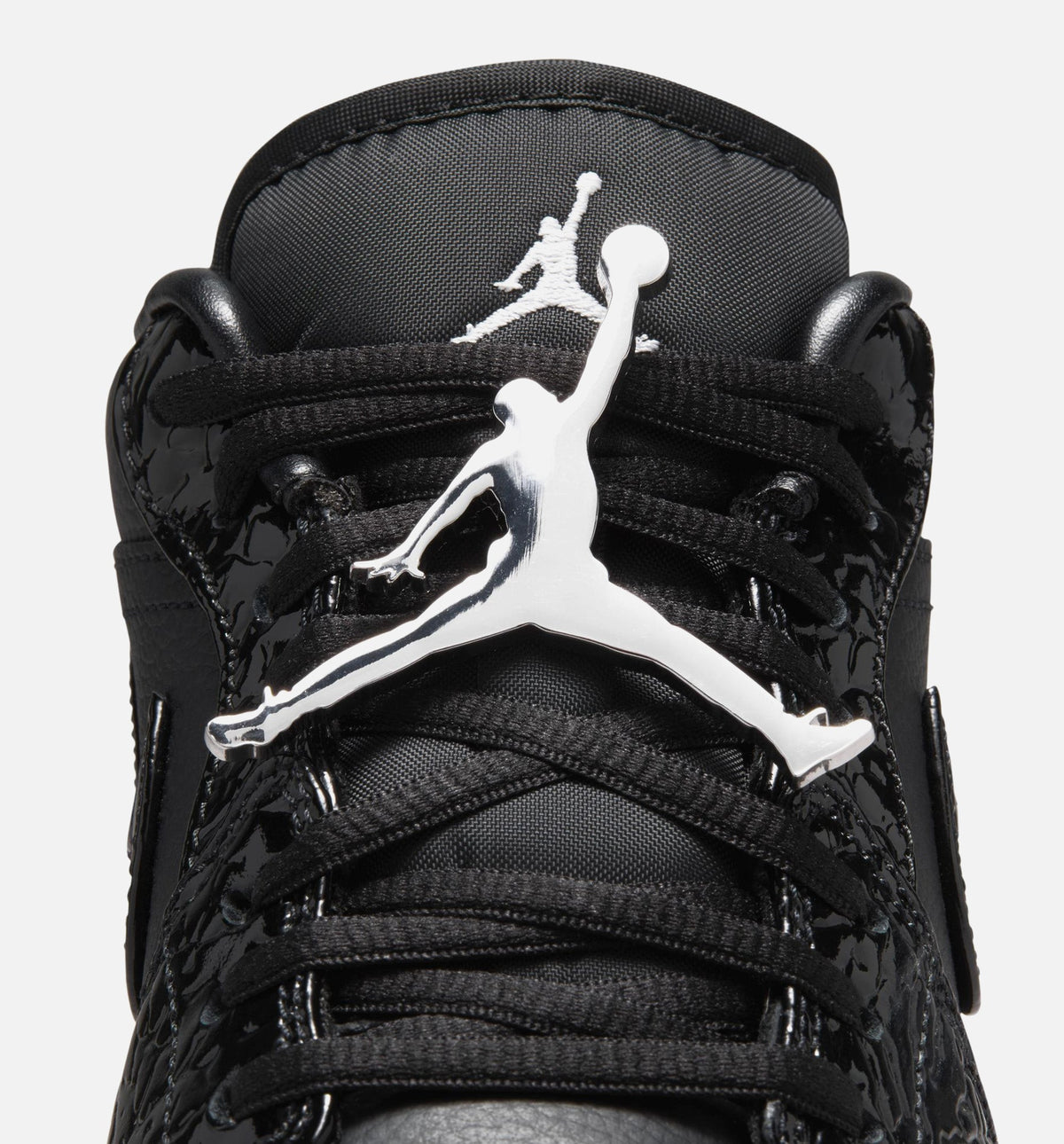 Air Jordan 1 Low Patent Elephant Women's Lifestyle Shoes - Black/Black/White/Metallic Silver