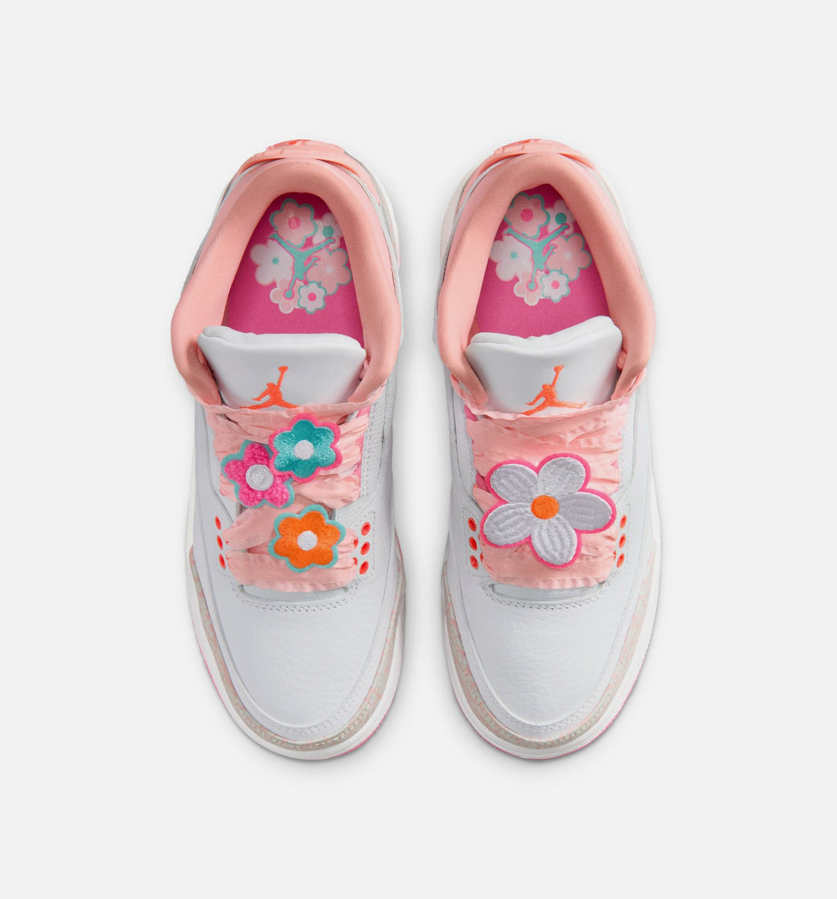 Air Jordan 3 Retro Spring Flowers Grade School 生活方式鞋 - Pearl Pink/Pink Bloom/Pink Glow/Hyper Orange