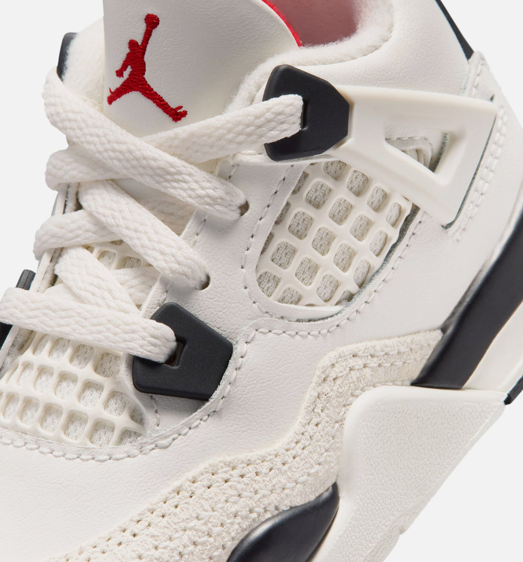 Air Jordan 4 Retro Flight Club 婴幼尺码生活方式鞋 - Sail/Black/University Red