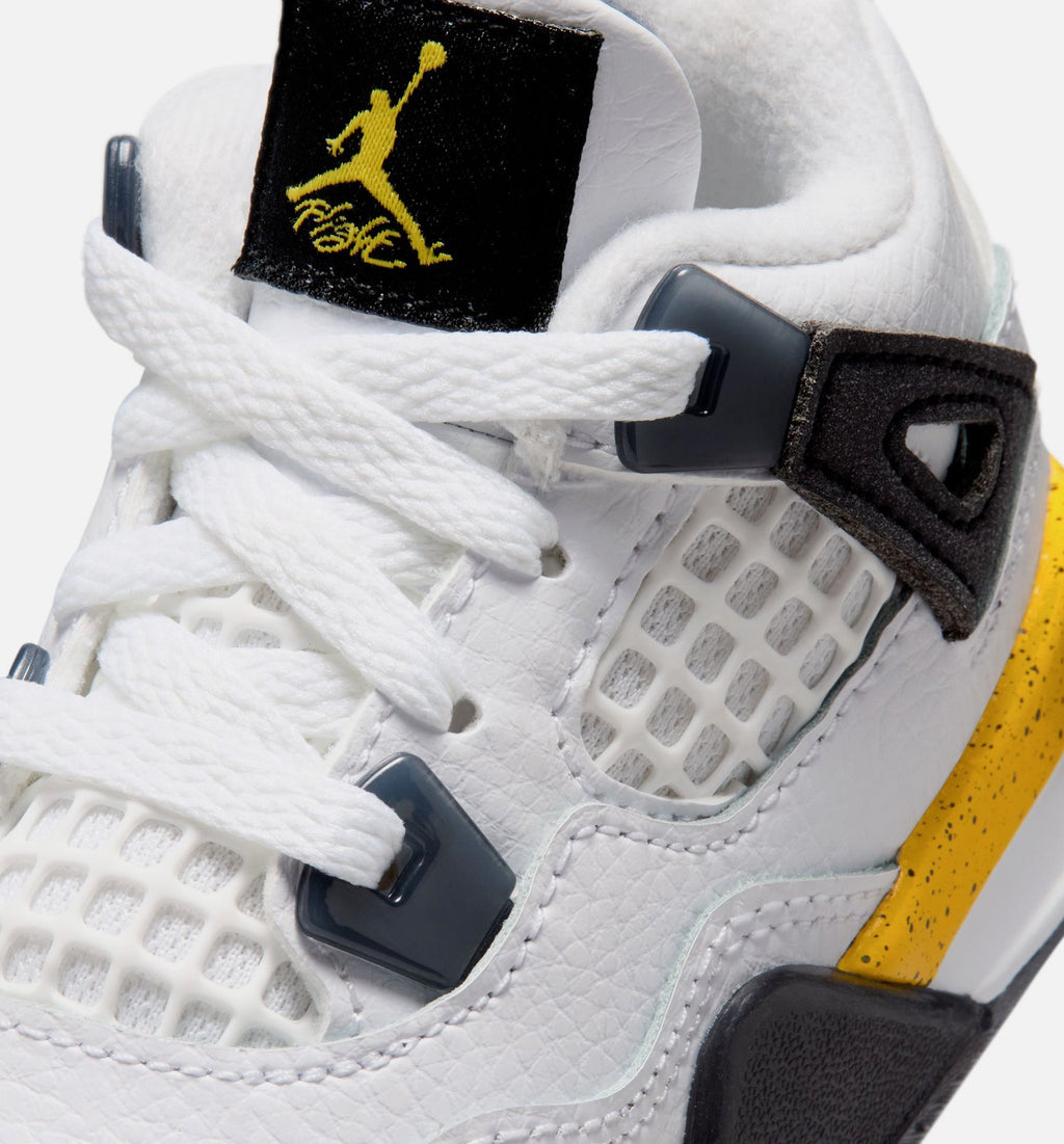 Air Jordan 4 Retro Rare Air Tour Yellow 婴幼尺码生活方式鞋 - White/Dark Blue Grey/Black/Tour Yellow