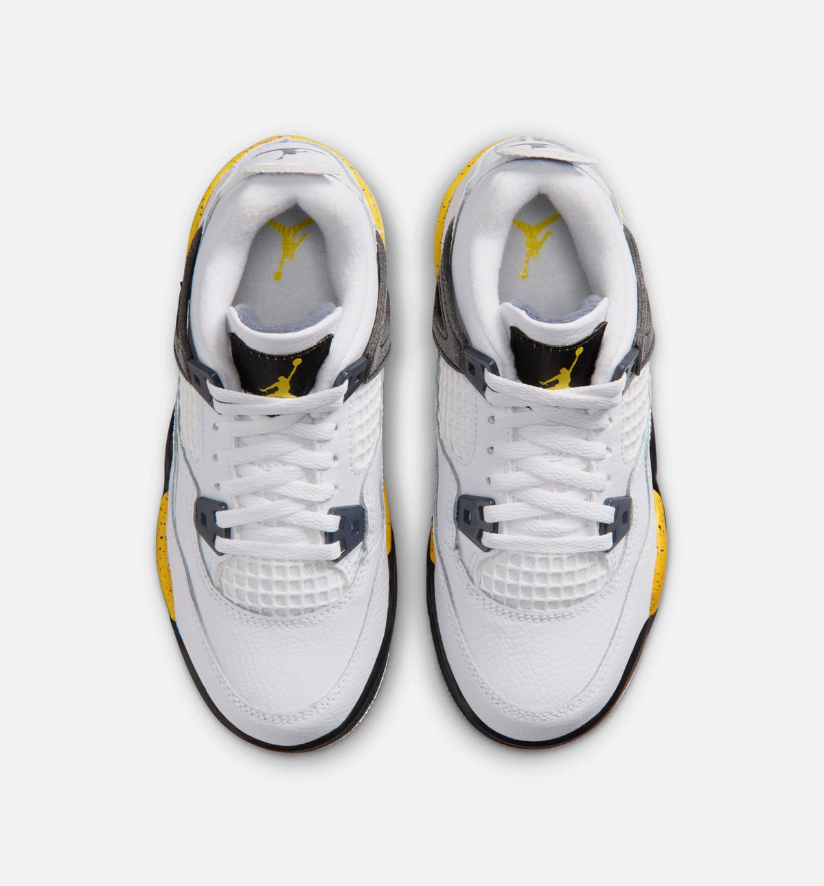 Air Jordan 4 Retro Rare Air Tour Yellow 学前児童生活方式鞋 - White/Dark Blue Grey/Black/Tour Yellow