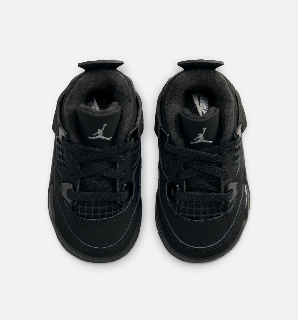 Air Jordan 4 Retro Black Cat 婴幼尺码生活方式鞋 - Black/Light Graphite