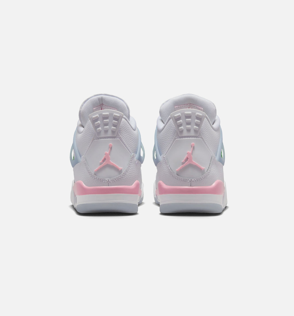 Air Jordan 4 Retro Medium Soft Pink Grade School 生活方式鞋 - White/Medium Soft Pink/Half Blue