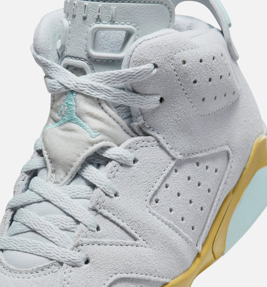 Air Jordan 6 Retro Pearl 学前児童生活方式鞋 - Pure Platinum/Glacier Blue/Metallic Gold