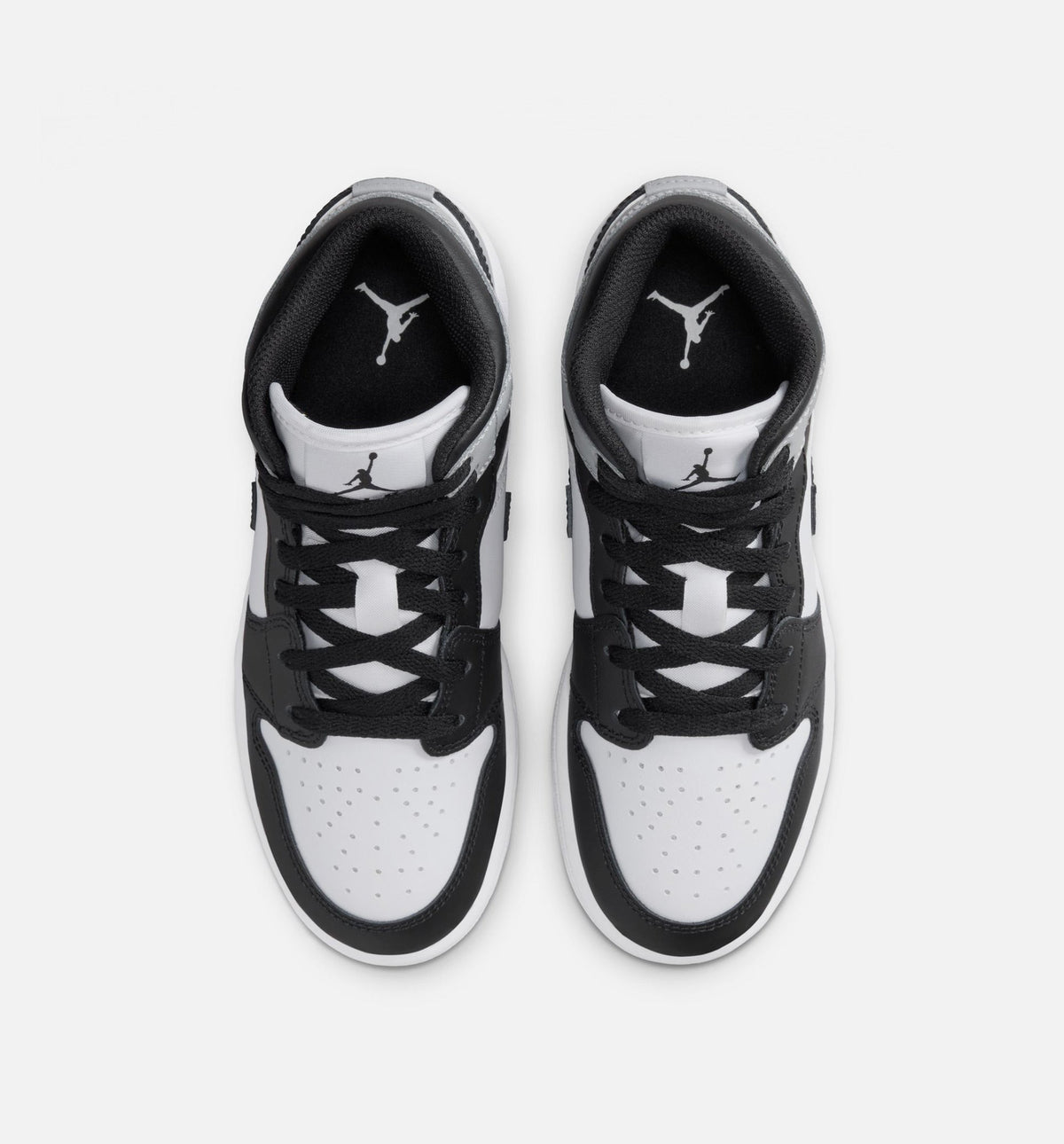 Air Jordan 1 Mid Grade School 生活方式鞋 - White/Light Smoke Grey/Black