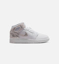 Air Jordan 1 Mid SE Grade School 生活方式鞋 - White/Field Silver
