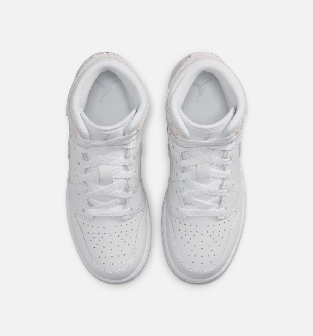 Air Jordan 1 Mid SE Grade School 生活方式鞋 - White/Field Silver
