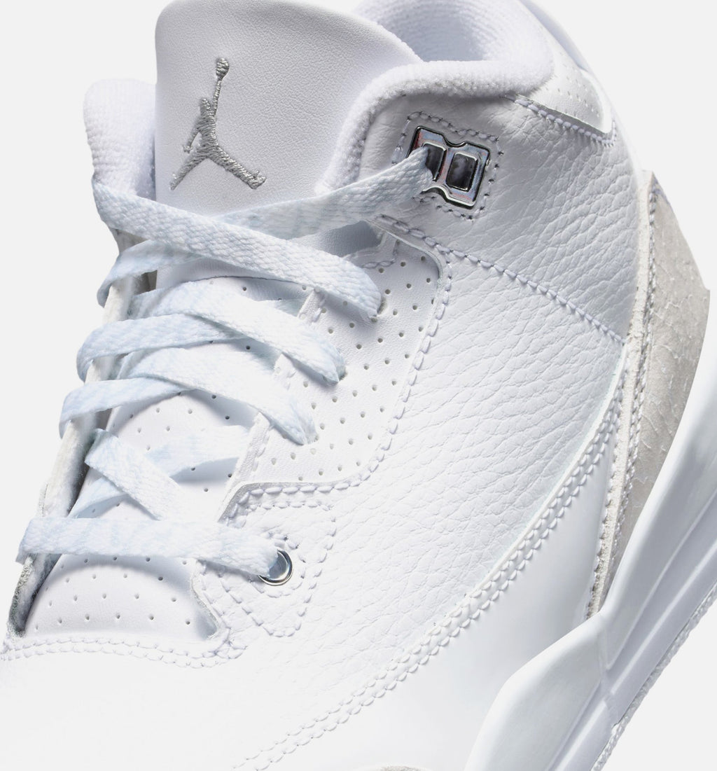 Air Jordan 3 Retro White And Silver 学前児童生活方式鞋 - White/Metallic Silver