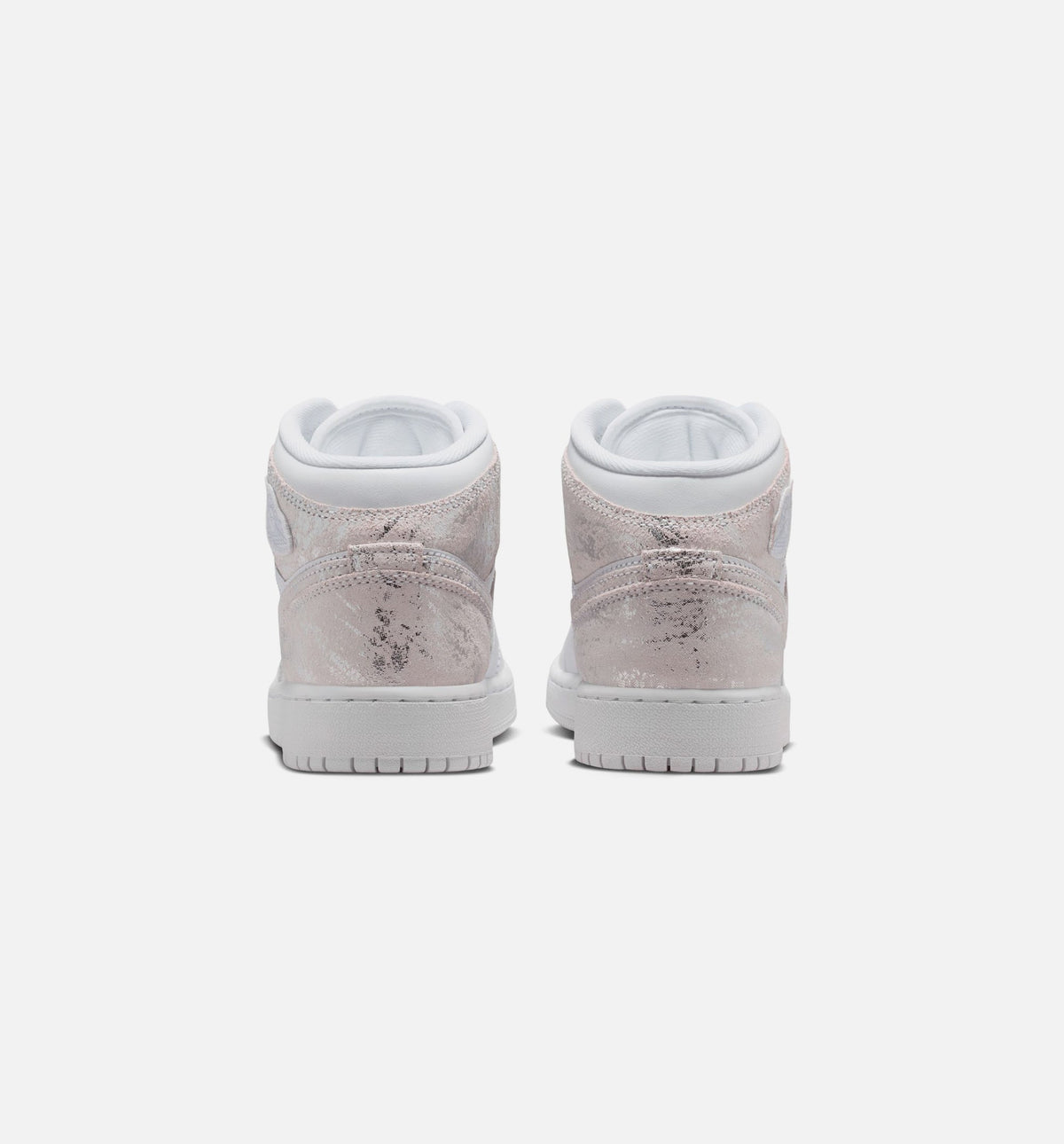 Air Jordan 1 Mid SE Grade School 生活方式鞋 - White/Field Silver