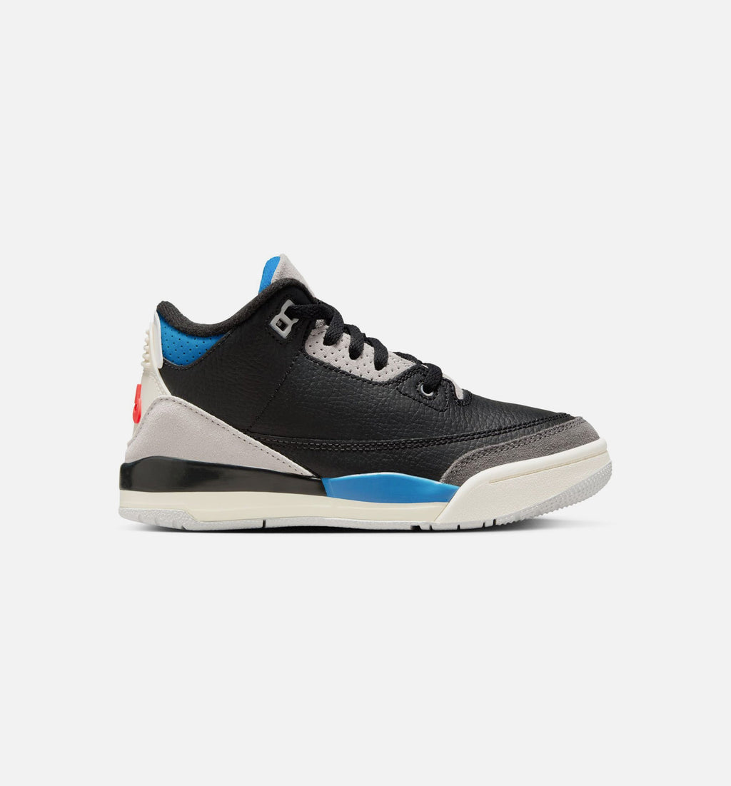 Air Jordan 3 Retro OG Rare Air 学前児童生活方式鞋 - Black/Chile Red/Neutral Grey