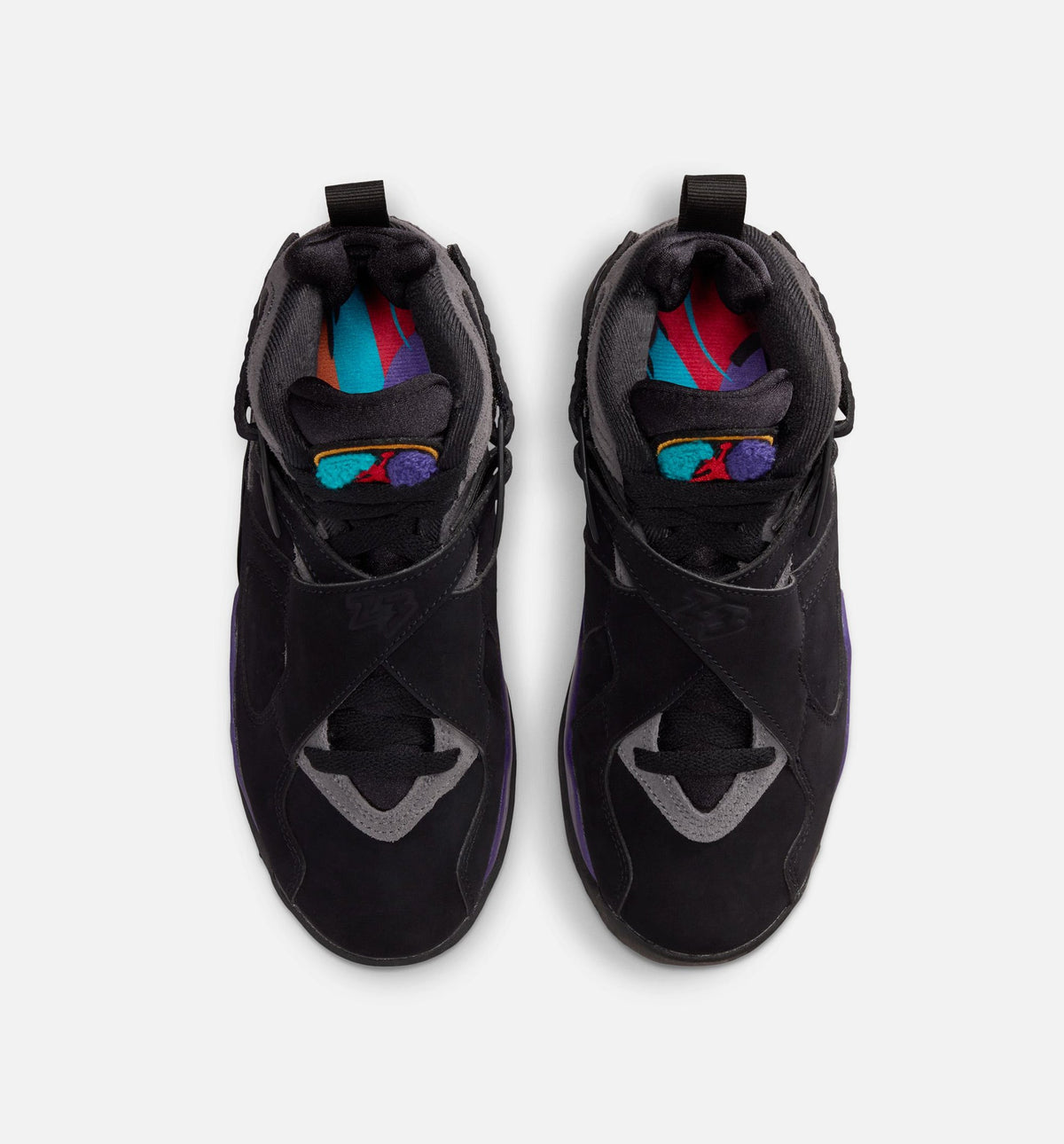 Air Jordan 8 Retro Aqua Grade School 生活方式鞋 - Black/Multi Color/Bright Concord/Multi Color
