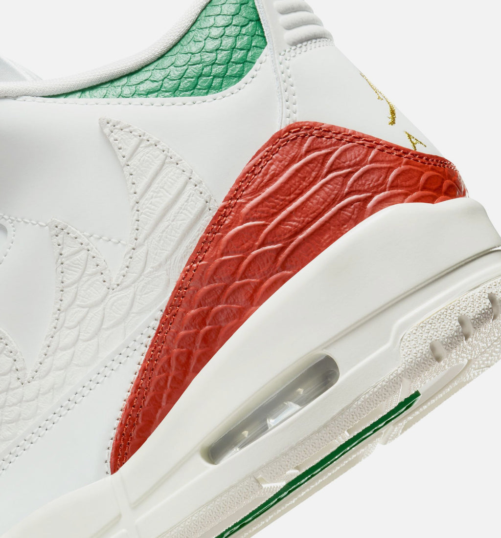 Air Jordan 3 Retro El Vuelo 男款生活方式鞋 - Summit White/Pine Green/Dragon Red/Metallic Gold