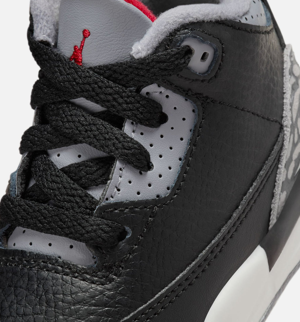 Air Jordan 3 Retro Black Cement 婴幼尺码生活方式鞋 - Black/Fire Red/Cement Grey/Summit White