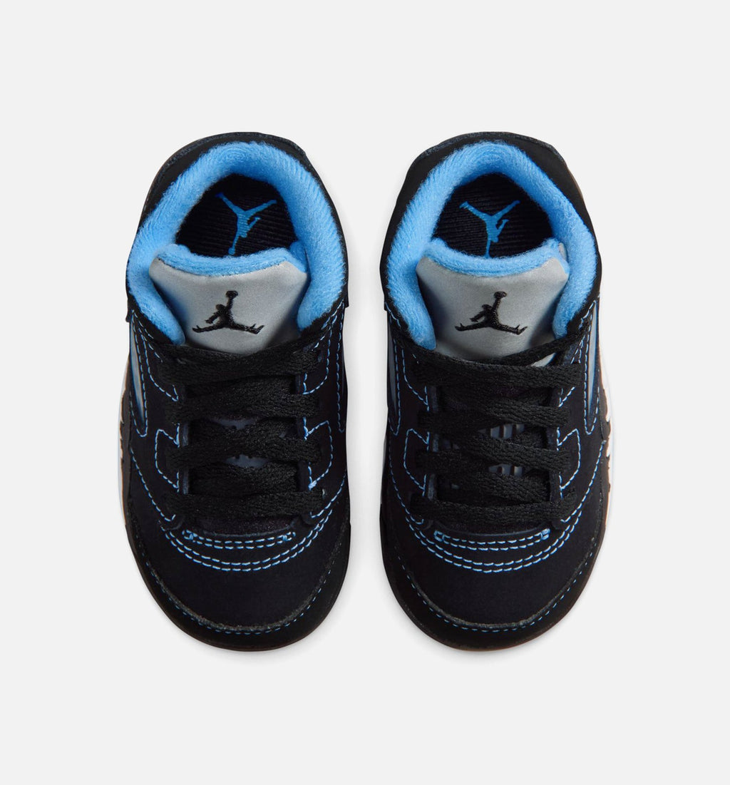 Air Jordan 5 Retro Black Carolina 婴幼尺码生活方式鞋 - Black/University Blue/White