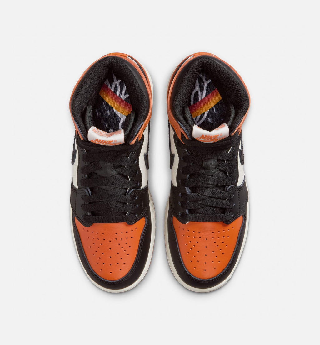 Air Jordan 1 Retro High OG Shattered Backboard Grade School 生活方式鞋 - Black/Sail/Starfish