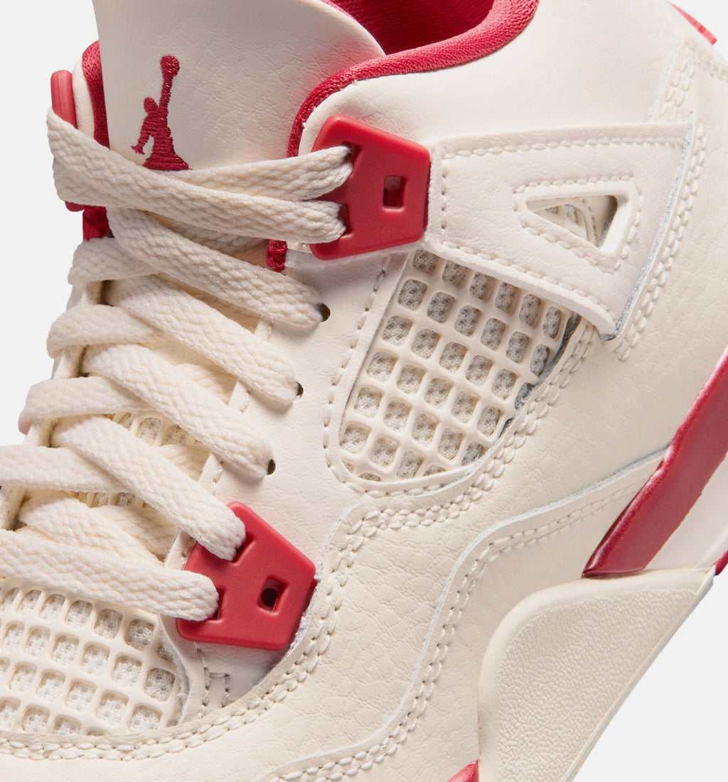 Air Jordan 4 Retro Valentines Day 学前児童生活方式鞋 - Pale Ivory/Sierra Red/Tough Red