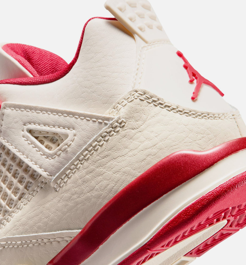 Air Jordan 4 Retro Valentines Day 学前児童生活方式鞋 - Pale Ivory/Sierra Red/Tough Red