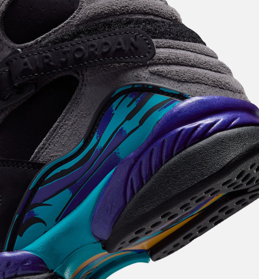 Air Jordan 8 Retro Aqua Grade School 生活方式鞋 - Black/Multi Color/Bright Concord/Multi Color
