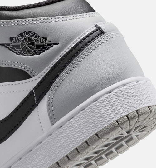 Air Jordan 1 Mid Grade School 生活方式鞋 - White/Light Smoke Grey/Black