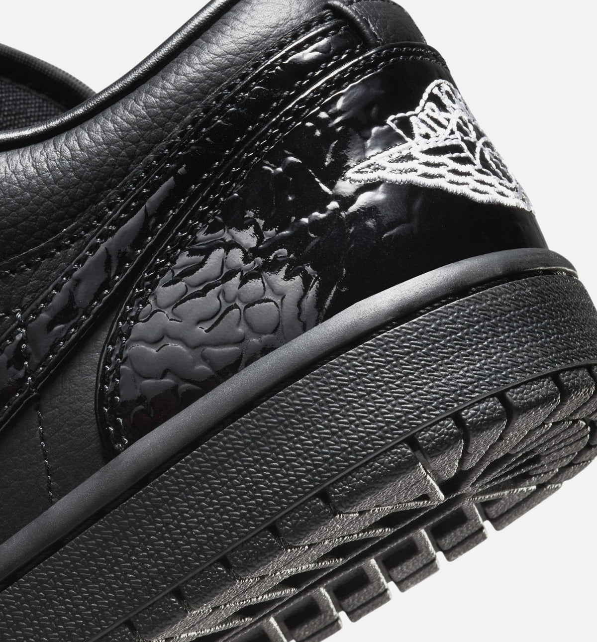 Air Jordan 1 Low Patent Elephant Women's Lifestyle Shoes - Black/Black/White/Metallic Silver