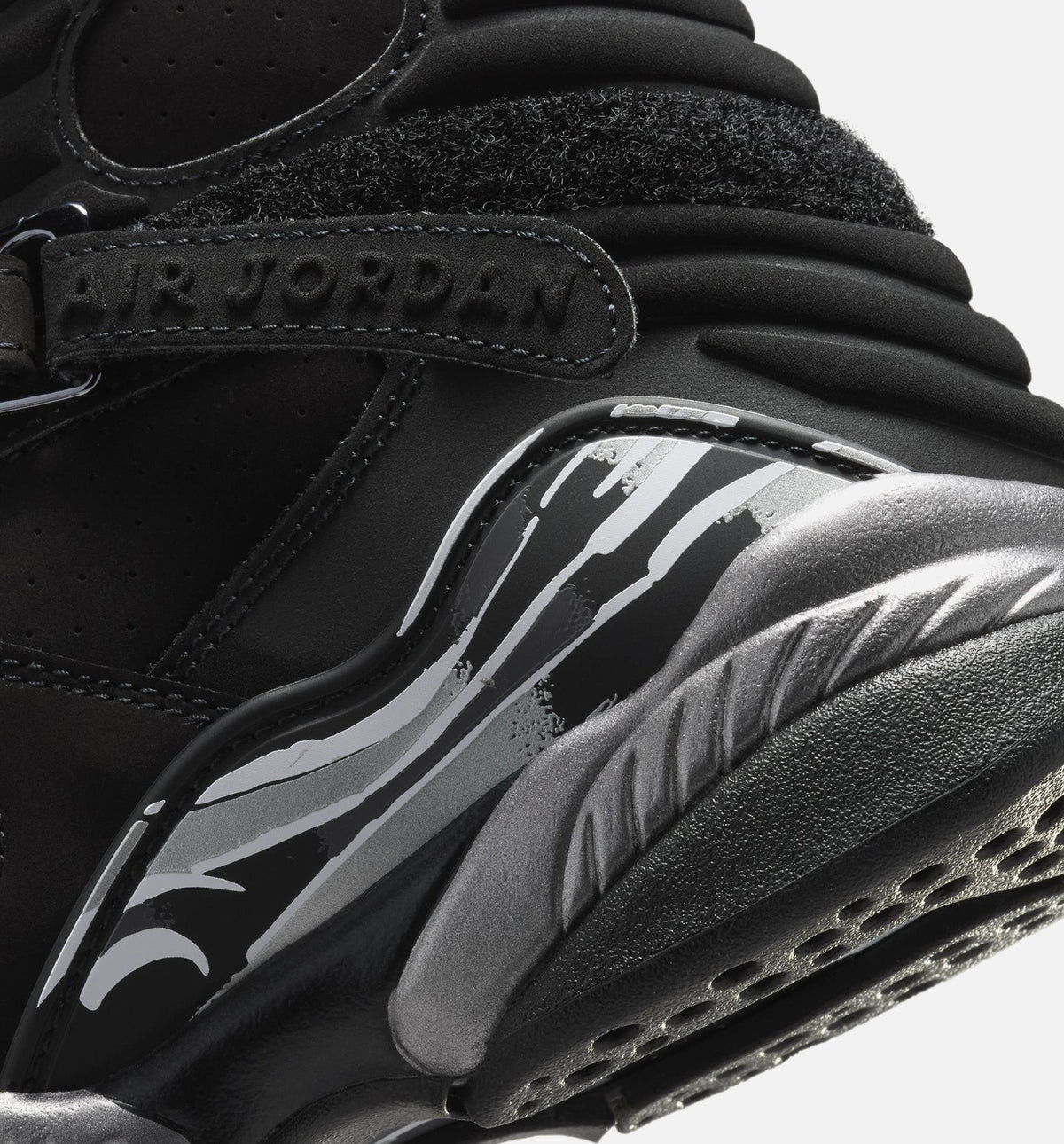 Air Jordan 8 Retro Chrome Black And Light Graphite Grade School 生活方式鞋 - Black/White/Light Graphite