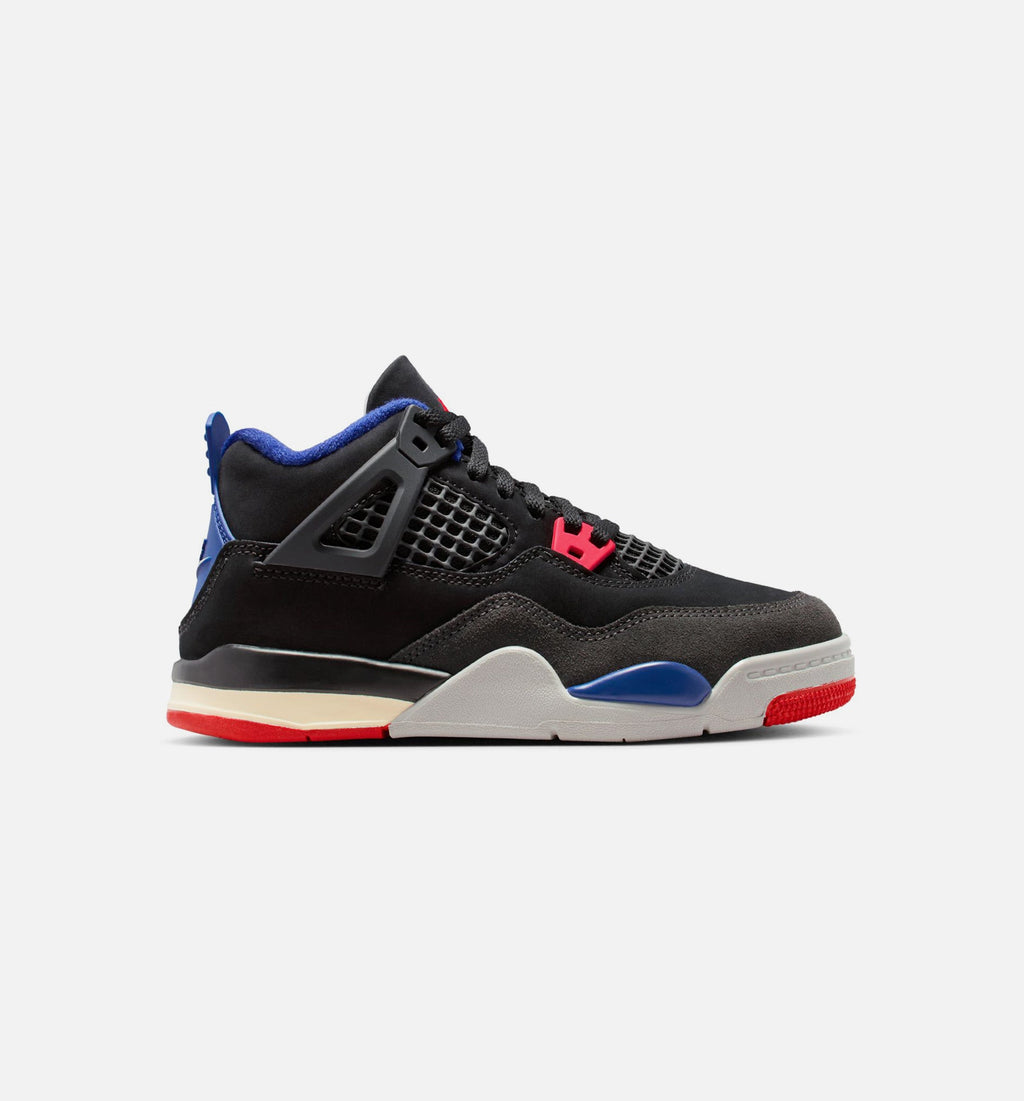 Air Jordan 4 Retro Rare Air 学前児童生活方式鞋 - Black/Fire Red/Deep Royal Blue