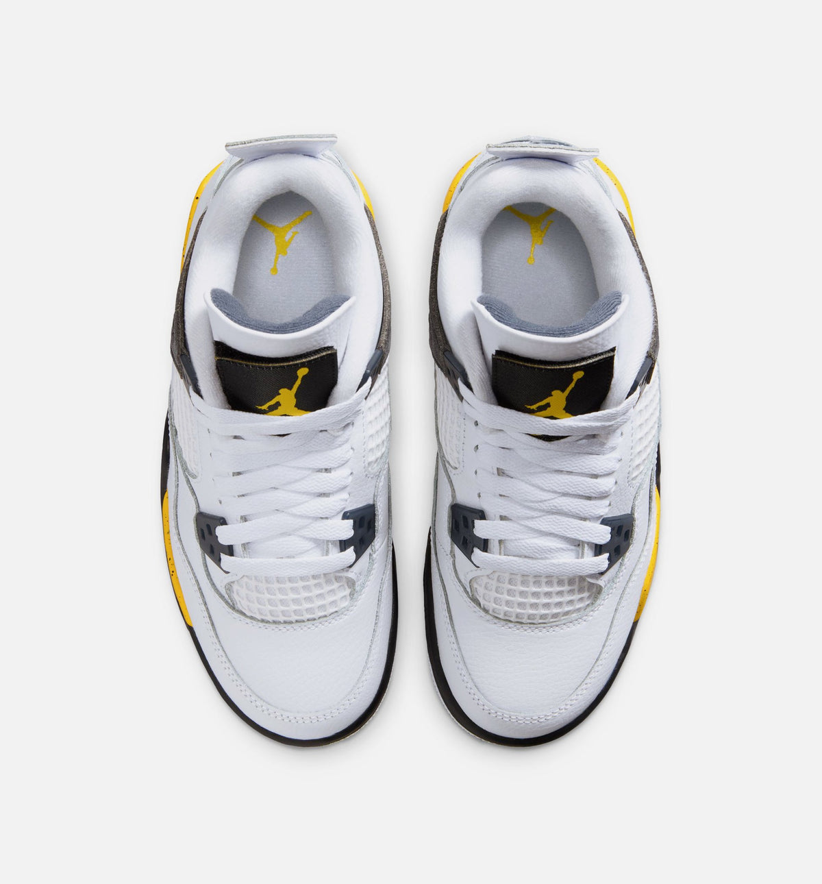 Air Jordan 4 Retro Rare Air Tour Yellow Grade School 生活方式鞋 - White/Dark Blue Grey/Black/Tour Yellow
