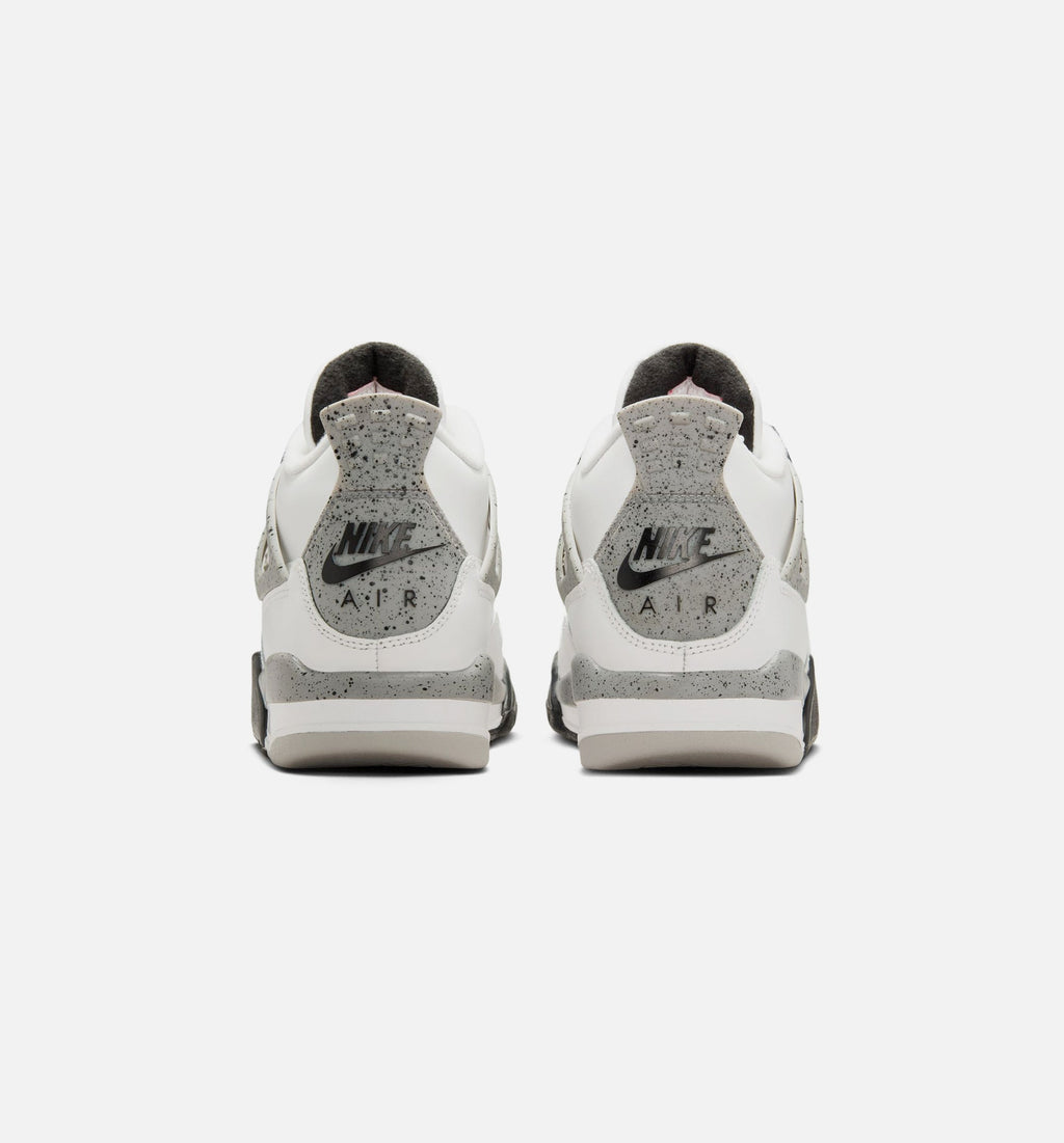 Air Jordan 4 Retro White Cement Grade School 生活方式鞋 - Summit White/Fire Red/Cement Grey/Black