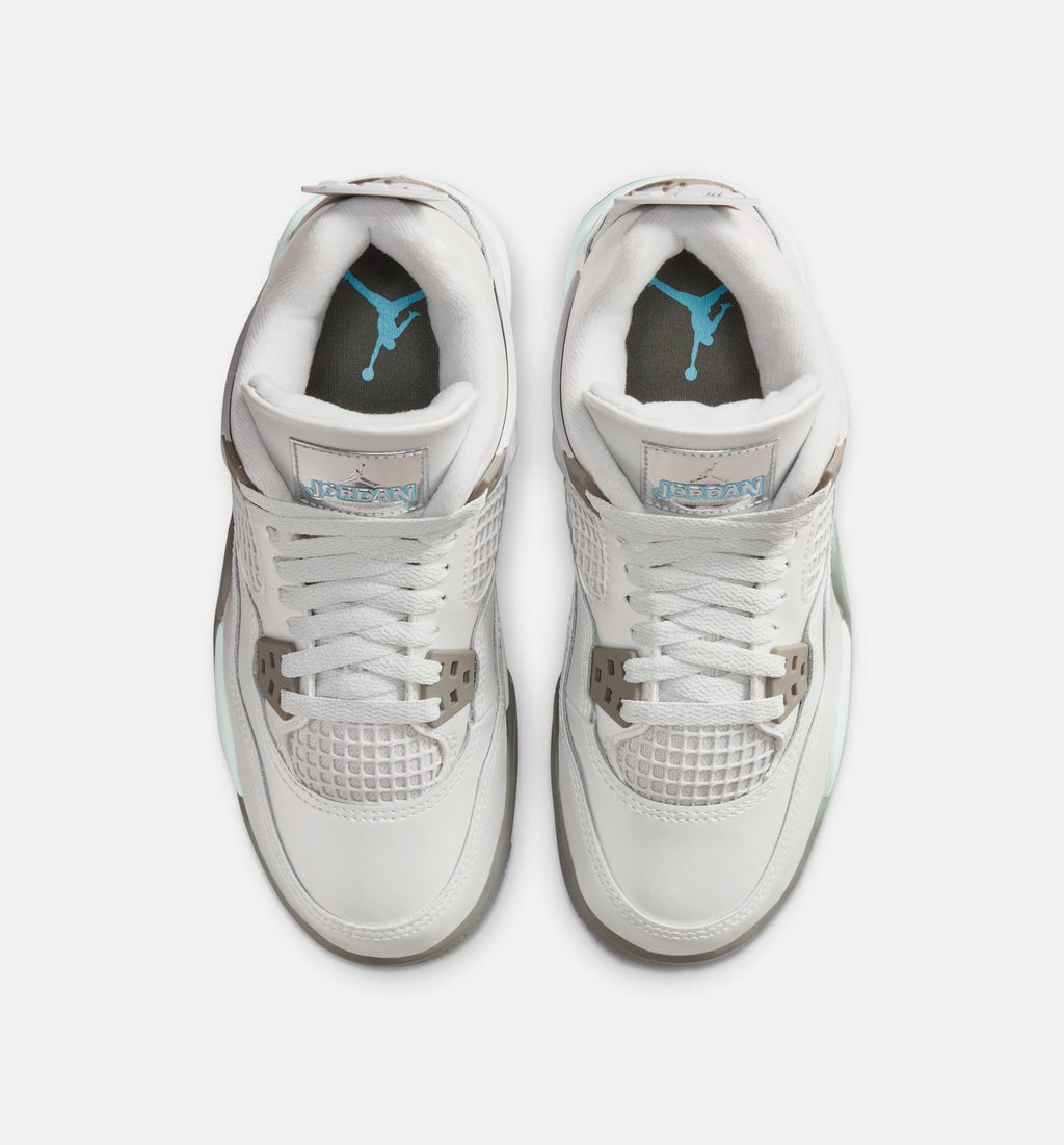 Air Jordan 4 Retro Blue Chill Grade School 生活方式鞋 - Photon Dust/Blue Chill/Flat Pewter/White/Blue Tint