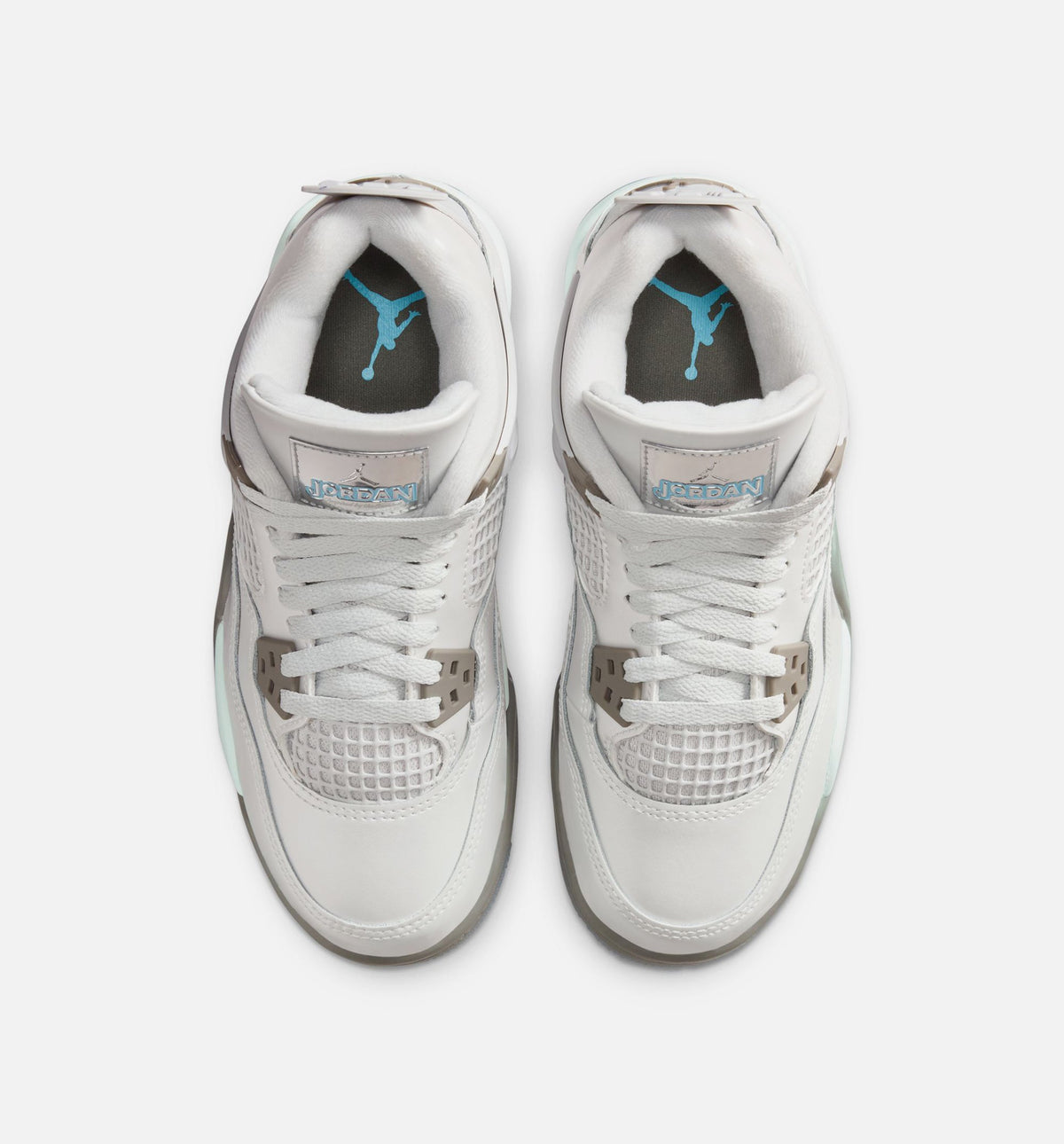 Air Jordan 4 Retro Blue Chill Grade School 生活方式鞋 - Photon Dust/Blue Chill/Flat Pewter/White/Blue Tint