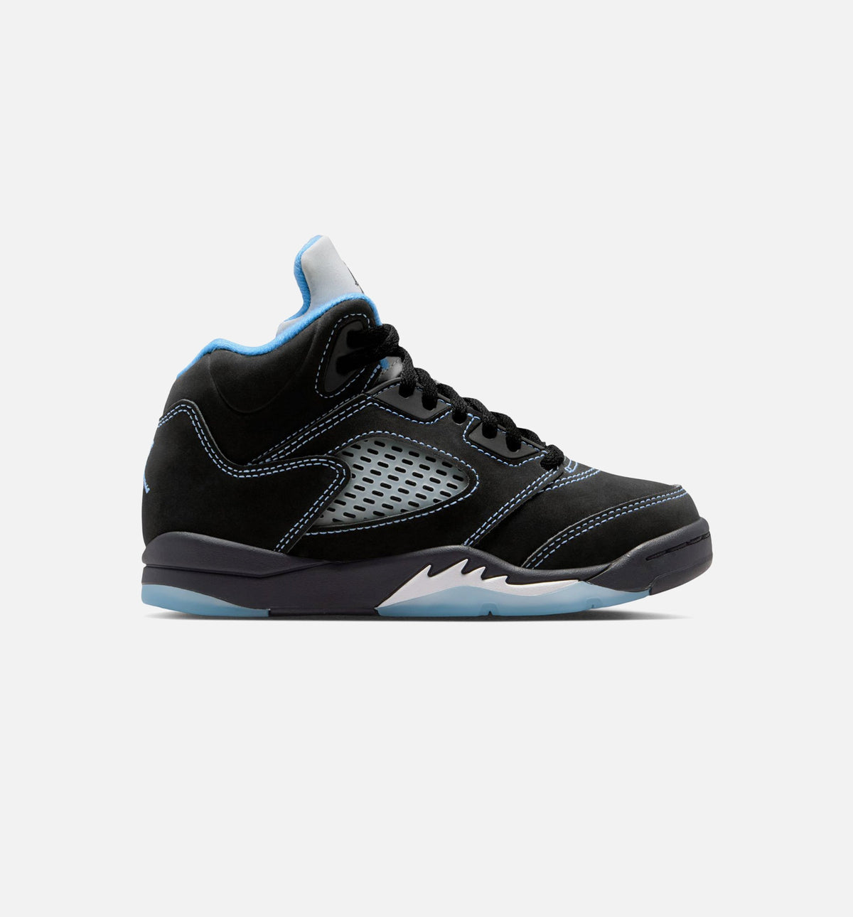 Air Jordan 5 Retro Black Carolina 学前児童生活方式鞋 - Black/University Blue/White