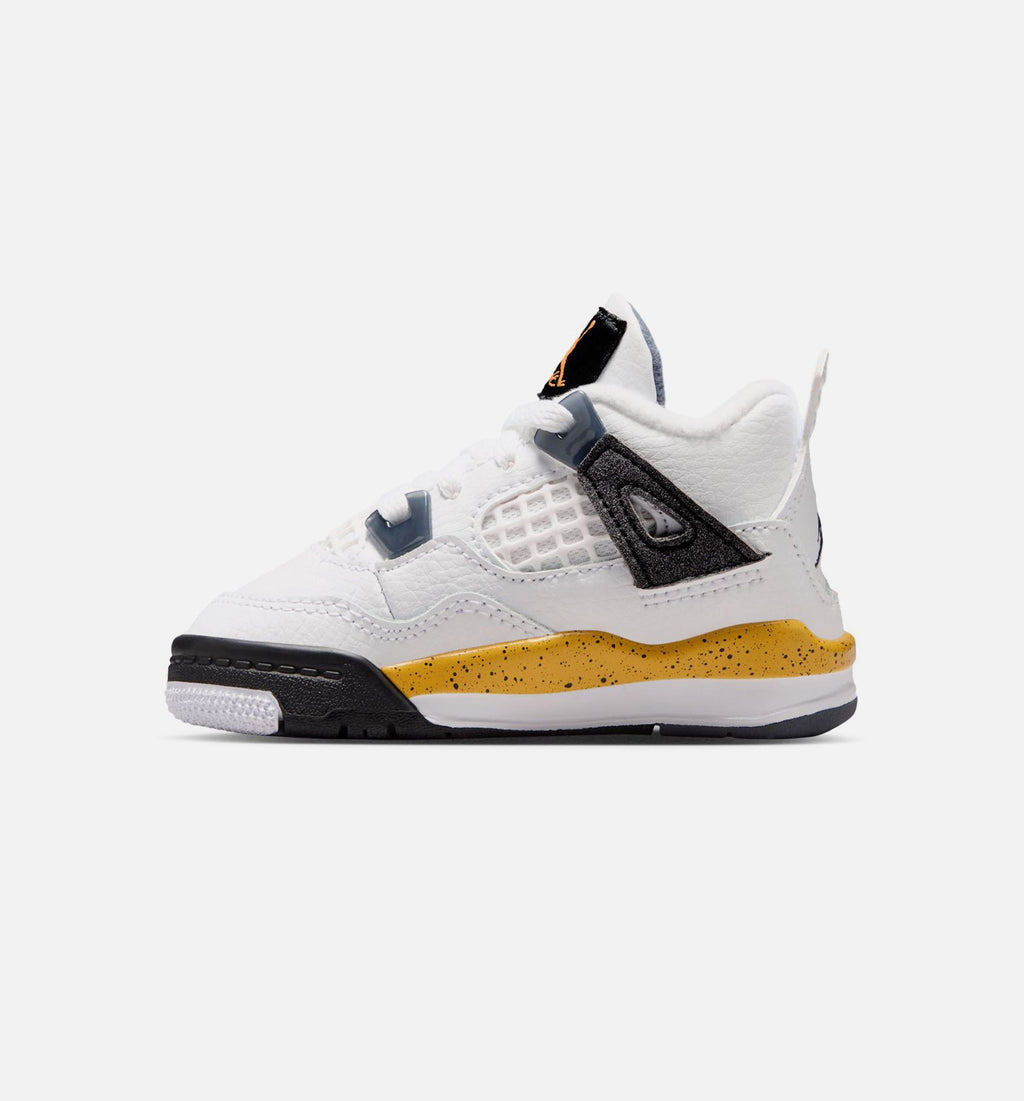 Air Jordan 4 Retro Rare Air Tour Yellow 婴幼尺码生活方式鞋 - White/Dark Blue Grey/Black/Tour Yellow