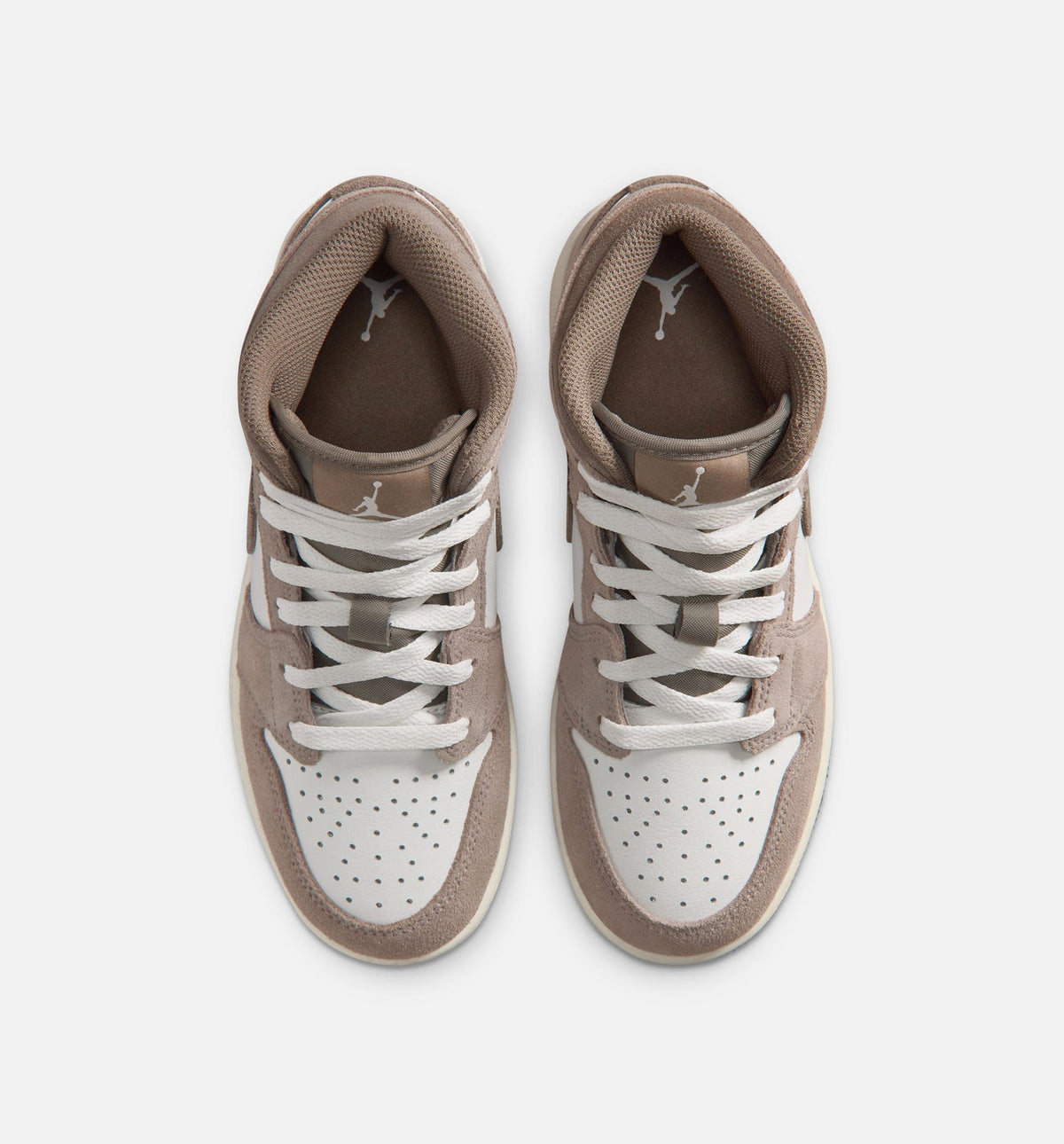 Air Jordan 1 Mid Grade School 生活方式鞋 - Enigma Stone/Olive Grey/Summit White