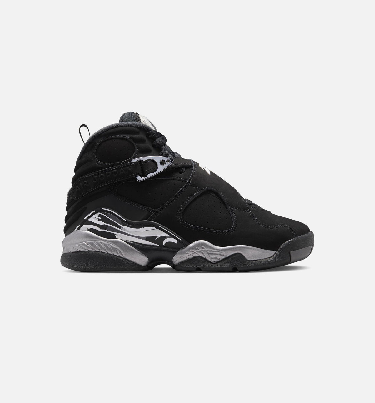 Air Jordan 8 Retro Chrome Black And Light Graphite Grade School 生活方式鞋 - Black/White/Light Graphite