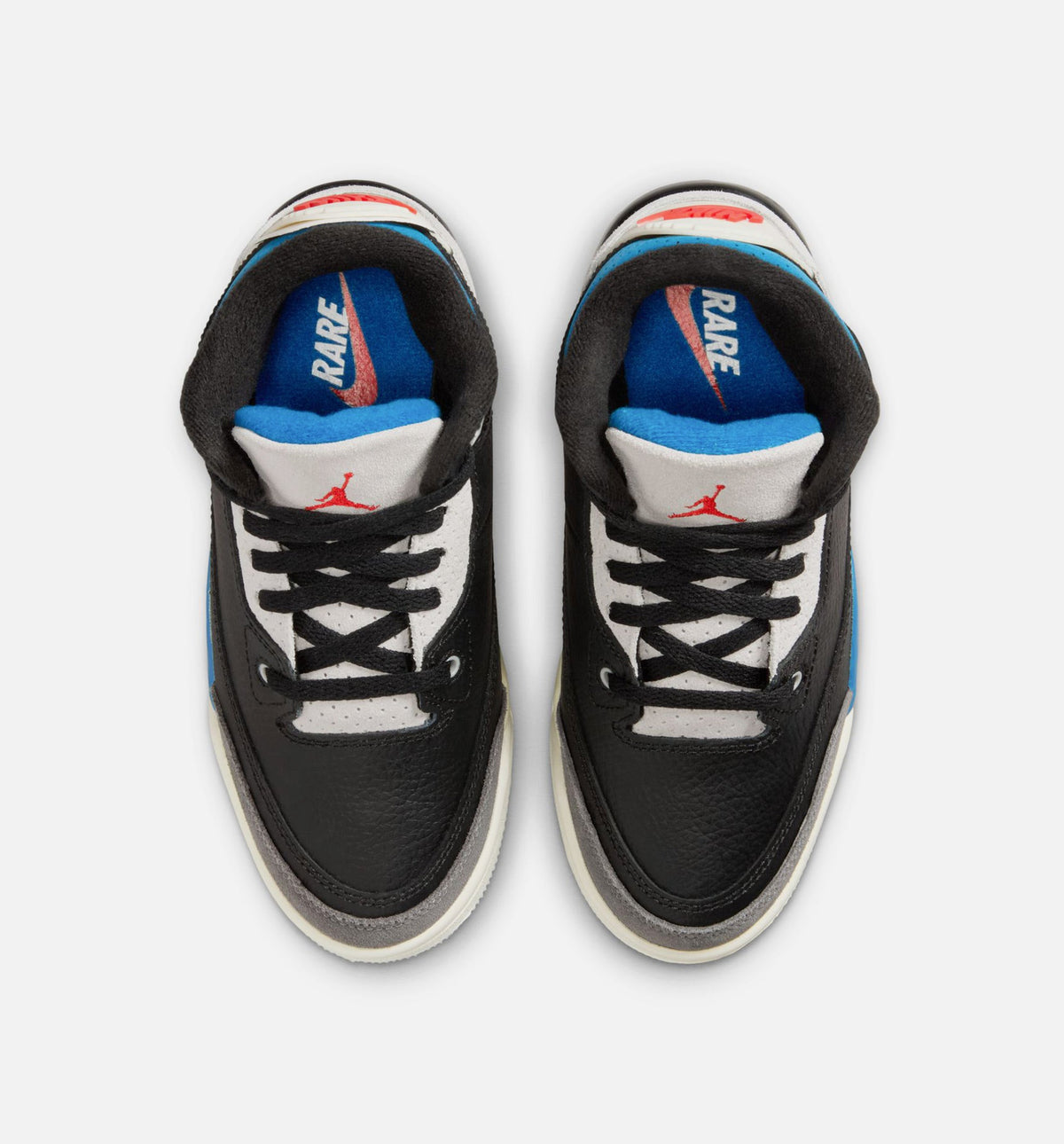 Air Jordan 3 Retro OG Rare Air 学前児童生活方式鞋 - Black/Chile Red/Neutral Grey