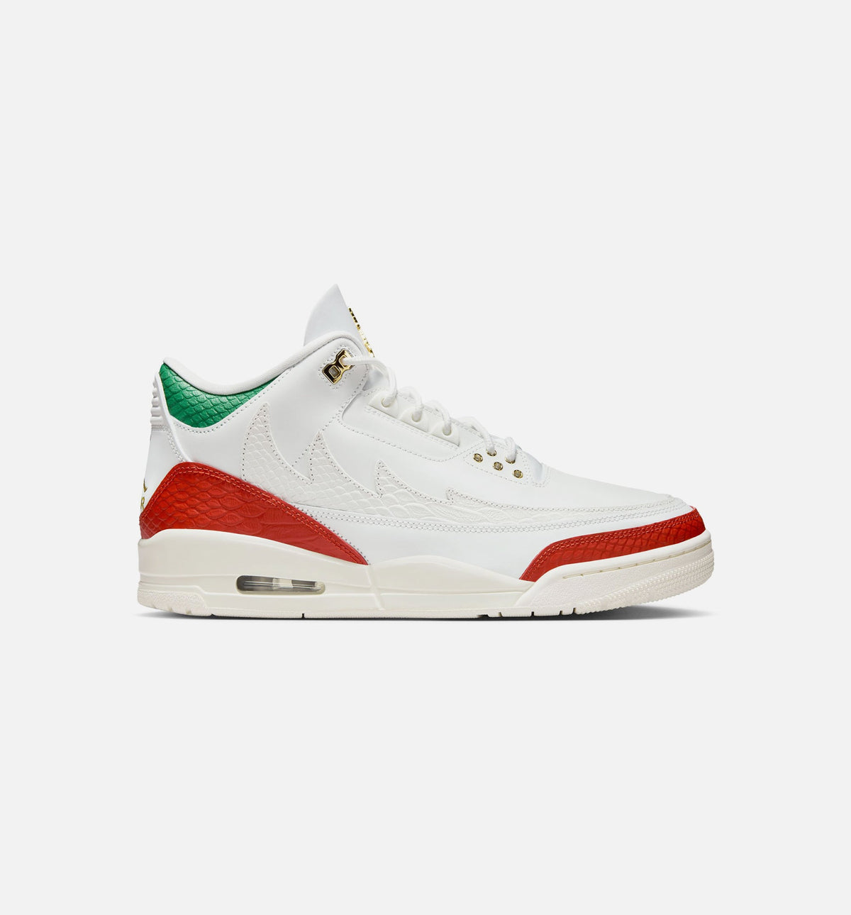Air Jordan 3 Retro El Vuelo 男款生活方式鞋 - Summit White/Pine Green/Dragon Red/Metallic Gold