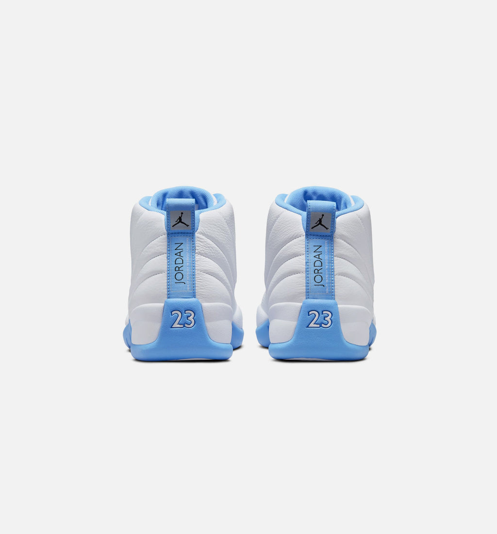 Air Jordan 12 Retro White and University Blue 男款生活方式鞋 - White/University Blue/Metallic Silver