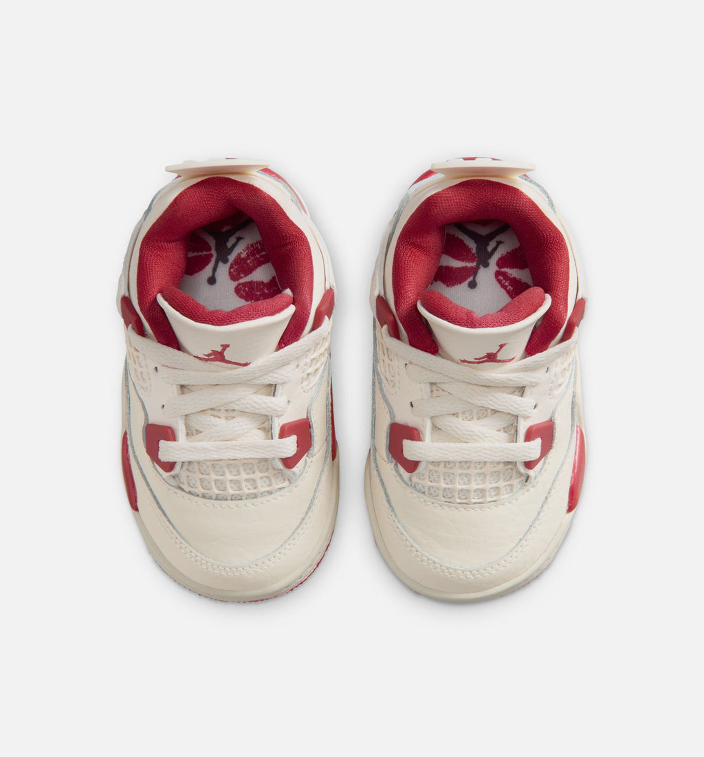 Air Jordan 4 Retro Valentines Day 婴幼尺码生活方式鞋 - Pale Ivory/Sierra Red/Tough Red