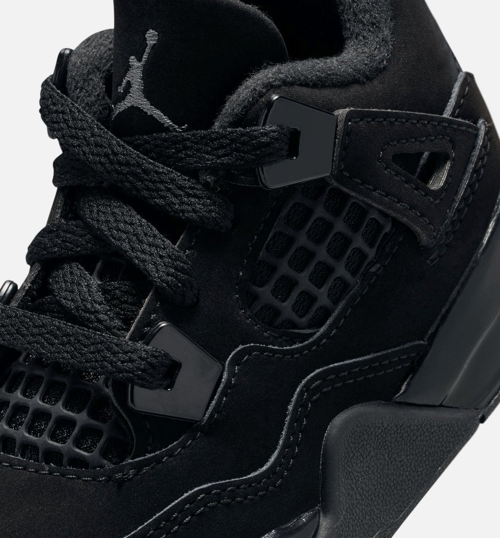 Air Jordan 4 Retro Black Cat 婴幼尺码生活方式鞋 - Black/Light Graphite