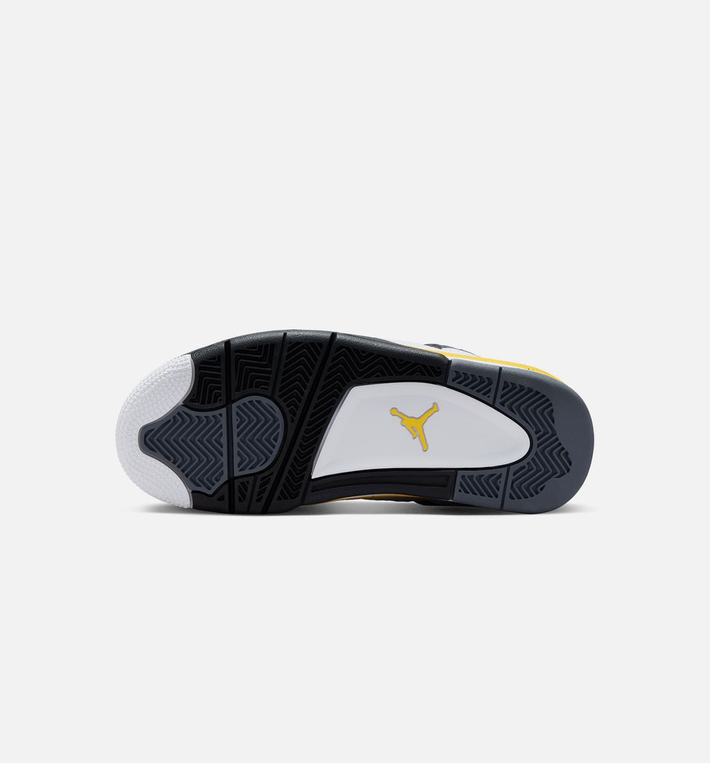 Air Jordan 4 Retro Rare Air Tour Yellow Grade School 生活方式鞋 - White/Dark Blue Grey/Black/Tour Yellow