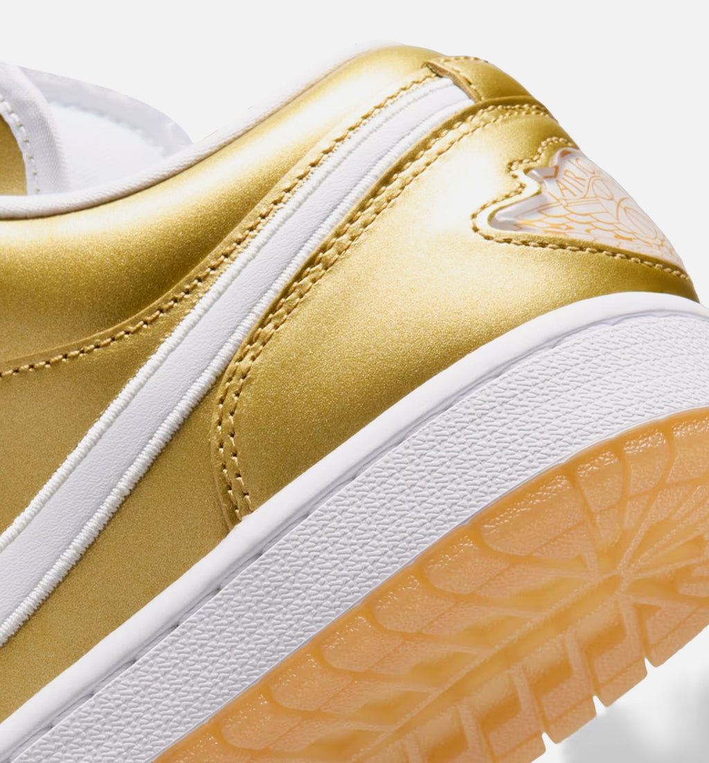 Air Jordan 1 Low Women's Lifestyle Shoes - Gold/White/Gum Yellow