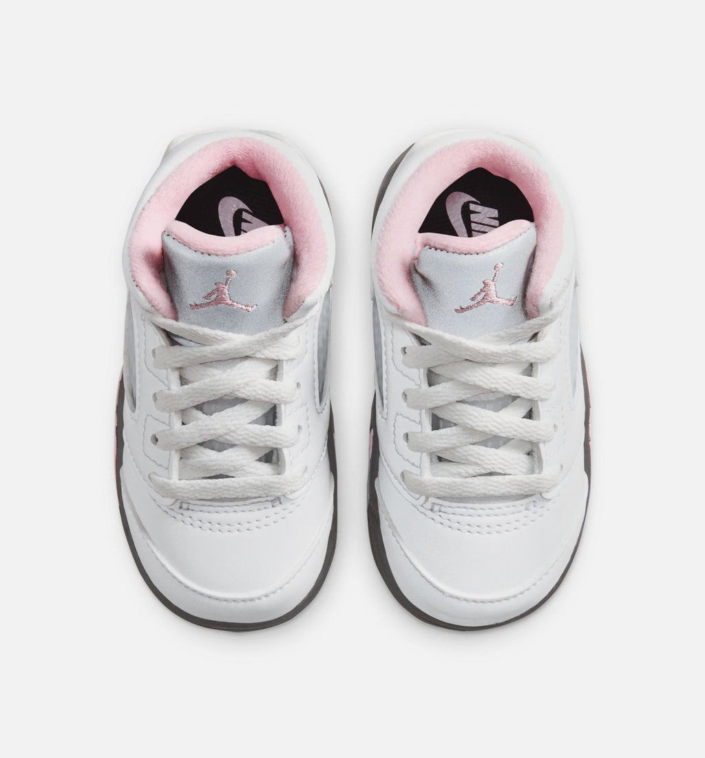 Air Jordan 5 Retro Medium Soft Pink 婴幼尺码生活方式鞋 - White/Black/Medium Soft Pink