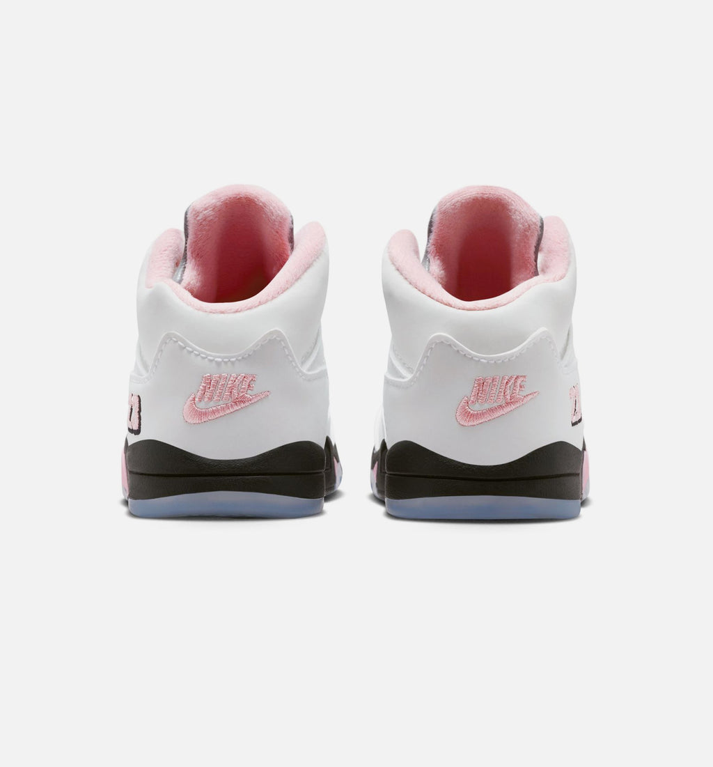 Air Jordan 5 Retro Medium Soft Pink 婴幼尺码生活方式鞋 - White/Black/Medium Soft Pink