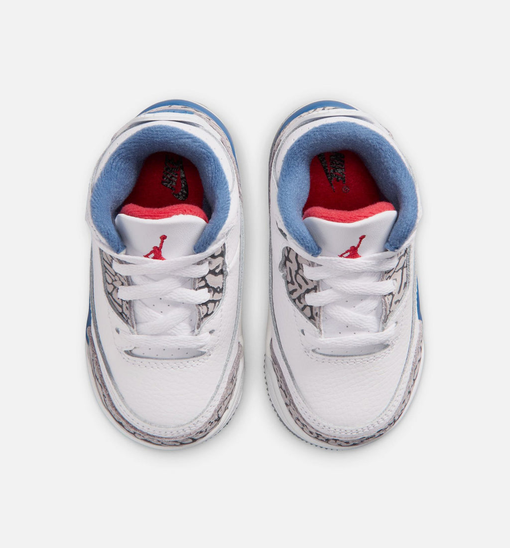 Air Jordan 3 Retro OG True Blue 婴幼尺码生活方式鞋 - White/Fire Red/True Blue